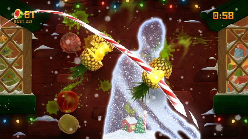 Deck the halls with apple entrails with free Fruit Ninja Kinect DLC